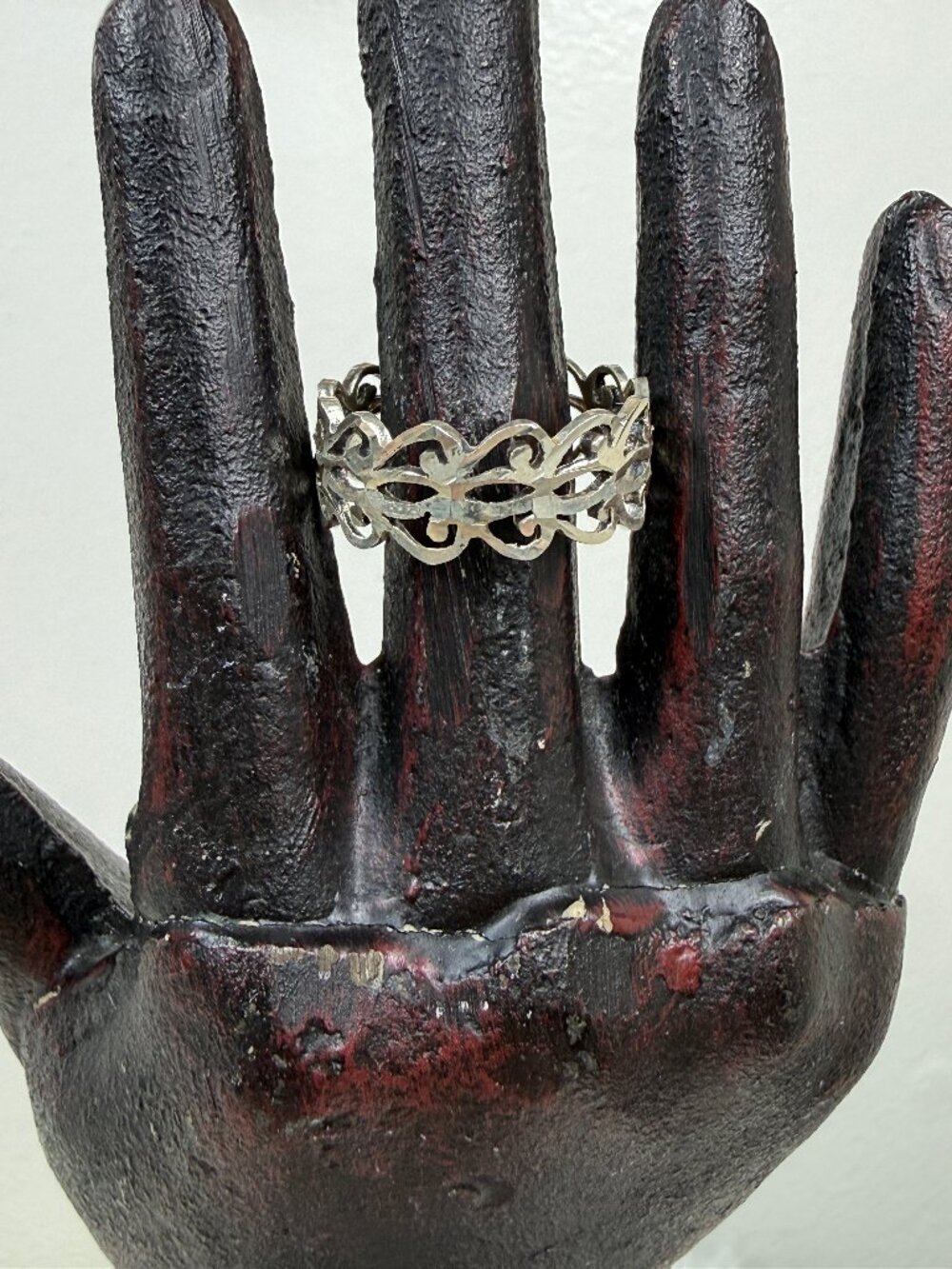 Sterling Silver Diamond Cut Open Work Ring Size 11.25